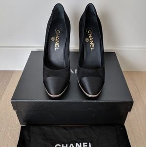 Chanel Black & Gold Heels, Size 36.5